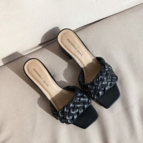 Sincerely Jules Twist Braided Square Toe Sandal Heel Size 7 Women - Picture 3 of 10